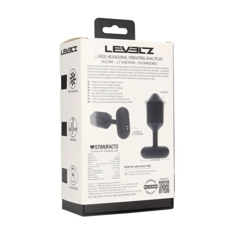 Hexagonal Vibrating Silicone Anal Plug - L - Black Levelz