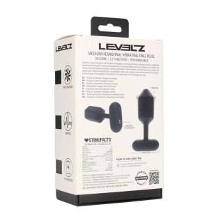 Hexagonal Vibrating Silicone Anal Plug - M - Black Levelz