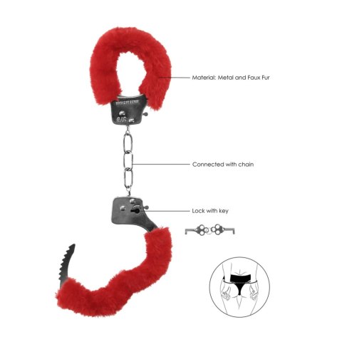 Pleasure Handcuffs Furry Red Ouch!