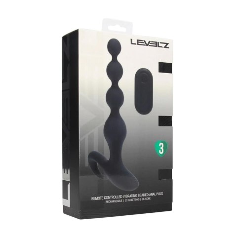 Remote Control Beaded Vibrating Silicone Anal Plug - Black Levelz