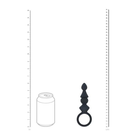 Ribbed Silicone Anal Probe with Loop - Black Levelz
