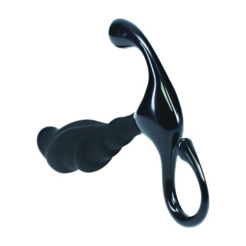 Rippled with Hard Loop Silicone Prostate Massager - M - Black Levelz