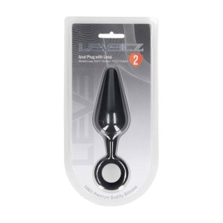 Silicone Anal Plug with Loop - L - Black Levelz