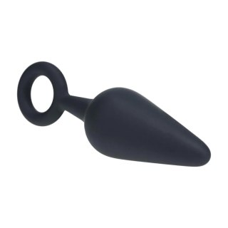 Silicone Anal Plug with Loop - M - Black Levelz