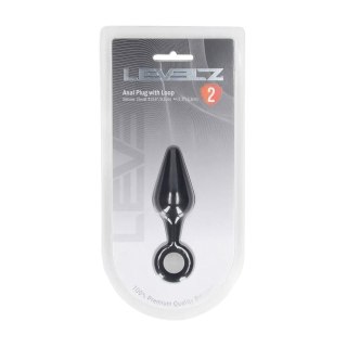 Silicone Anal Plug with Loop - S - Black Levelz