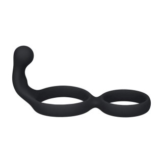 Silicone Double Cockring with Anal Stimulator - Black Levelz
