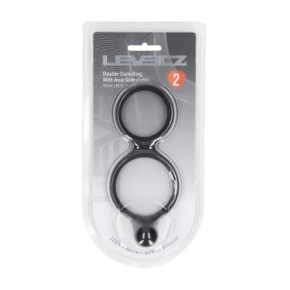 Silicone Double Cockring with Anal Stimulator - Black Levelz