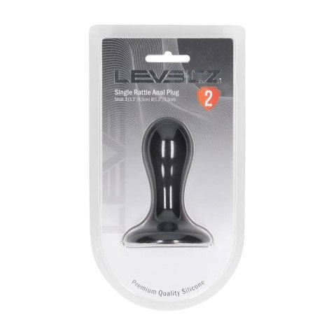 Single Rattle Liquid Silicone Anal Plug - S - Black Levelz