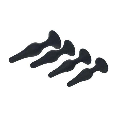 Slim Silicone Anal Plug Set of 4 - S/M/L/XL - Black Levelz
