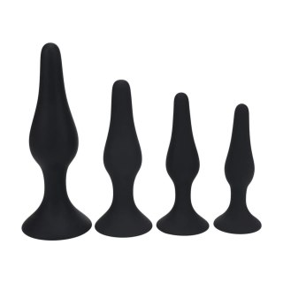 Slim Silicone Anal Plug Set of 4 - S/M/L/XL - Black Levelz