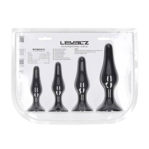Slim Silicone Anal Plug Set of 4 - S/M/L/XL - Black Levelz