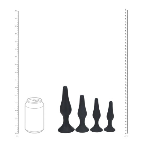 Slim Silicone Anal Plug Set of 4 - S/M/L/XL - Black Levelz
