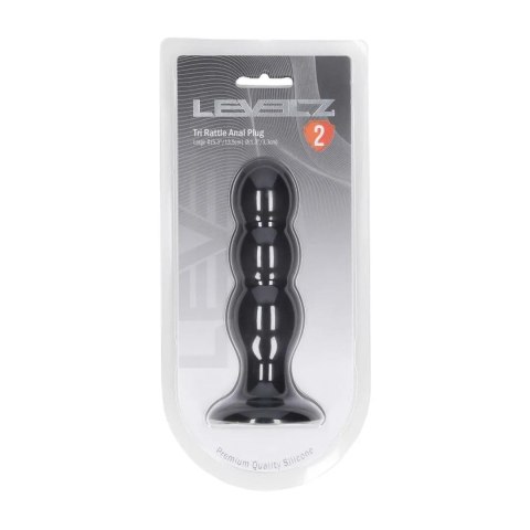 Tri Rattle Liquid Silicone Anal Plug - L - Black Levelz