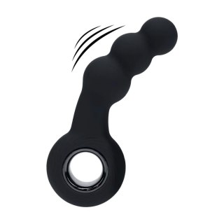 Vibrating Beaded Silicone Prostate Massager with Loop - Black Levelz