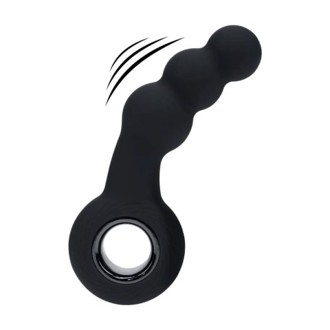 Vibrating Beaded Silicone Prostate Massager with Loop - Black Levelz