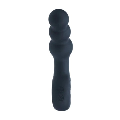 Vibrating Beaded Silicone Prostate Massager with Loop - Black Levelz