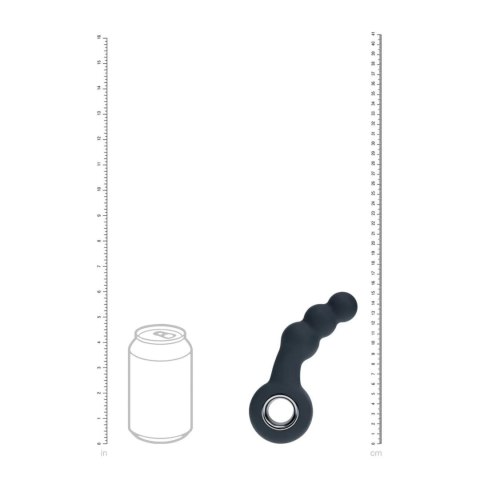 Vibrating Beaded Silicone Prostate Massager with Loop - Black Levelz