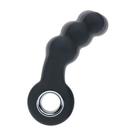 Vibrating Beaded Silicone Prostate Massager with Loop - Black Levelz