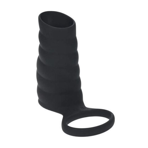 Vibrating Ribbed Silicone Cock Sleeve and Ball Ring - Black Levelz