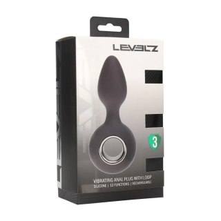 Vibrating Silicone Anal Plug with Loop - Black Levelz