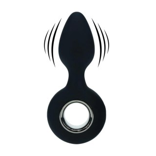 Vibrating Silicone Anal Plug with Loop - Black Levelz