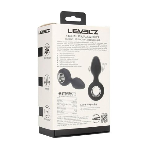 Vibrating Silicone Anal Plug with Loop - Black Levelz