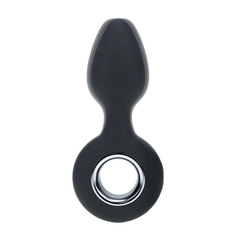 Vibrating Silicone Anal Plug with Loop - Black Levelz