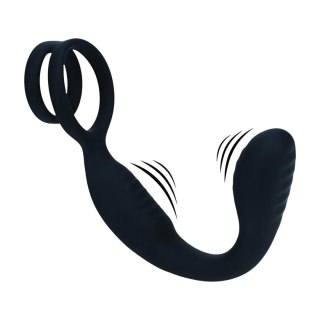 Vibrating Silicone Prostate Stimulator with Cock and Ball Ring - Black Levelz