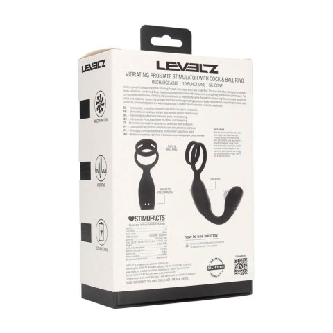 Vibrating Silicone Prostate Stimulator with Cock and Ball Ring - Black Levelz