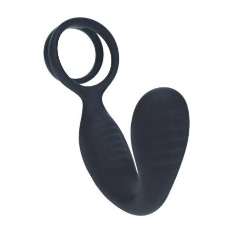 Vibrating Silicone Prostate Stimulator with Cock and Ball Ring - Black Levelz