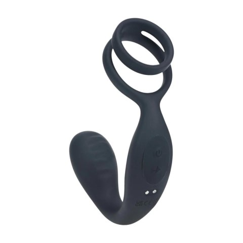 Vibrating Silicone Prostate Stimulator with Cock and Ball Ring - Black Levelz