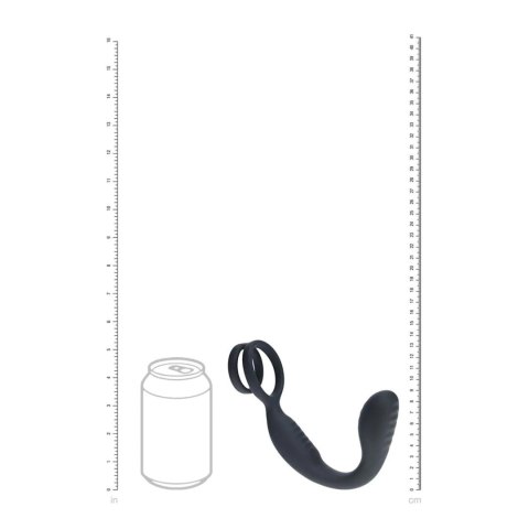 Vibrating Silicone Prostate Stimulator with Cock and Ball Ring - Black Levelz