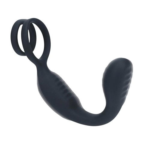 Vibrating Silicone Prostate Stimulator with Cock and Ball Ring - Black Levelz
