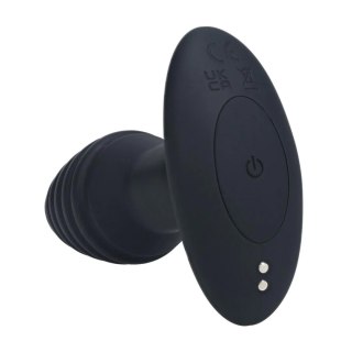 Vibrating and Rotating Ribbed Silicone Anal Plug - Black Levelz