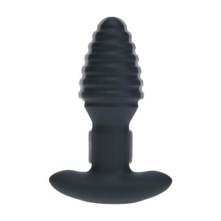 Vibrating and Rotating Ribbed Silicone Anal Plug - Black Levelz