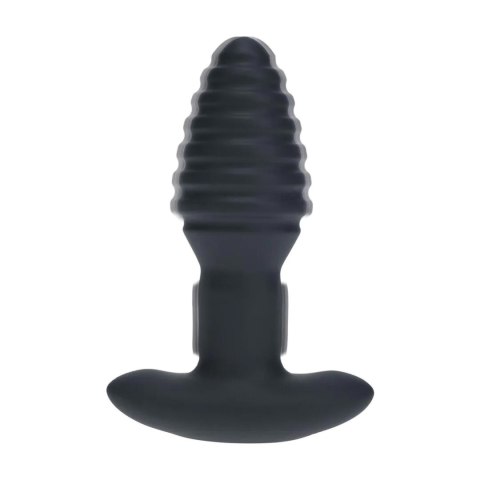 Vibrating and Rotating Ribbed Silicone Anal Plug - Black Levelz