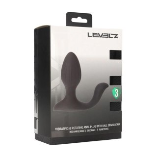 Vibrating and Rotating Silicone Anal Plug with Ball Stimulator - Black Levelz