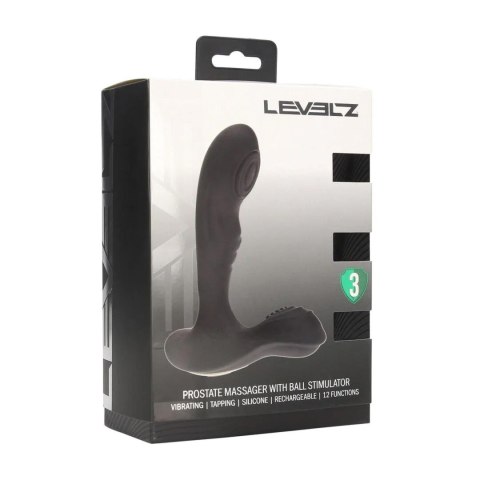 Vibrating and Tapping Silicone Prostate Massager with Ball Stimulator - Black Levelz