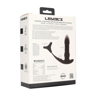 Vibrating and Thrusting Silicone Prostate Massager with Tri O Cockring - Black Levelz