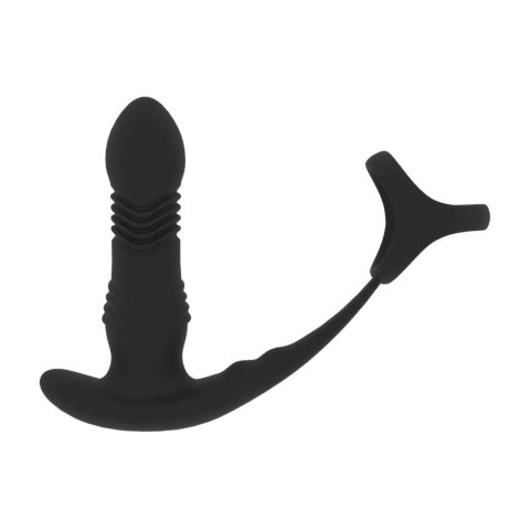 Vibrating and Thrusting Silicone Prostate Massager with Tri O Cockring - Black Levelz