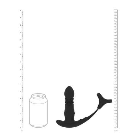 Vibrating and Thrusting Silicone Prostate Massager with Tri O Cockring - Black Levelz