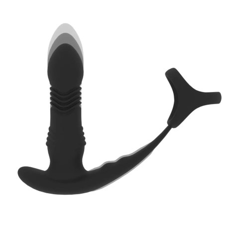 Vibrating and Thrusting Silicone Prostate Massager with Tri O Cockring - Black Levelz