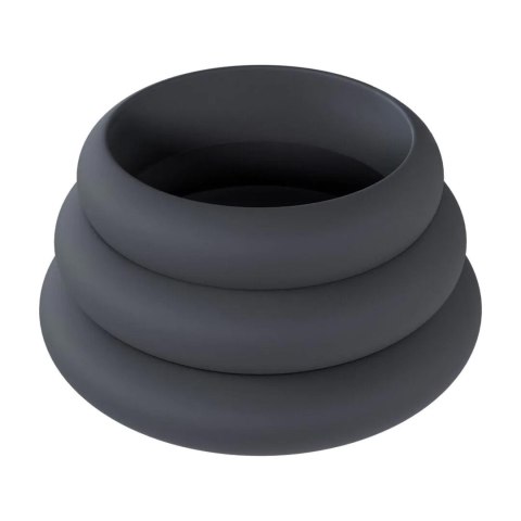 Wide O Silicone Cockring Set of 3 - L/XL/XXL - Black Levelz