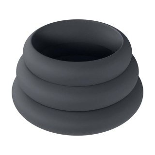 Wide O Silicone Cockring Set of 3 - S/M/L - Black Levelz