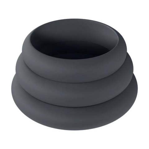 Wide O Silicone Cockring Set of 3 - S/M/L - Black Levelz