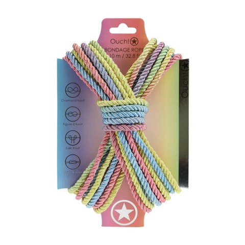 Polyester Bondage Rope - 32.8 ft / 10 m - Multicolor Pastel Ouch!