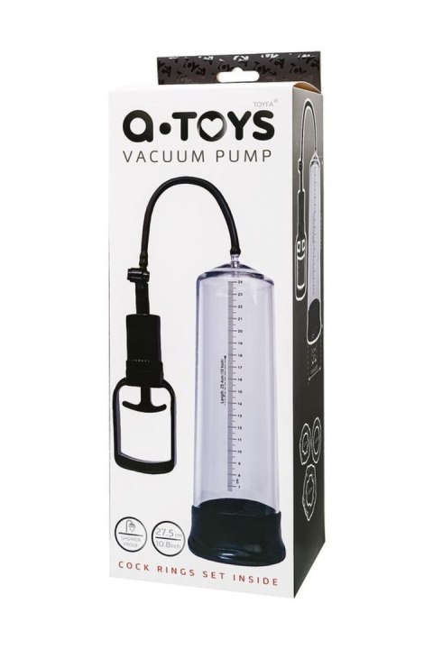 A-TOYS, Penis Pump, PVC, Transparent, 27.5 cm, 3 cock rings included A-Toys