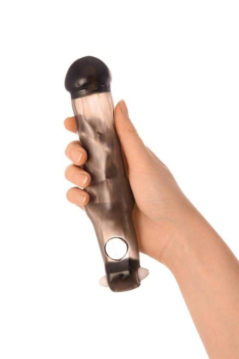 XToyFa XLover, Penis Sleeve, for increase in size with vibration, TPE, transparent black, 19.4 cm XLover by TOYFA