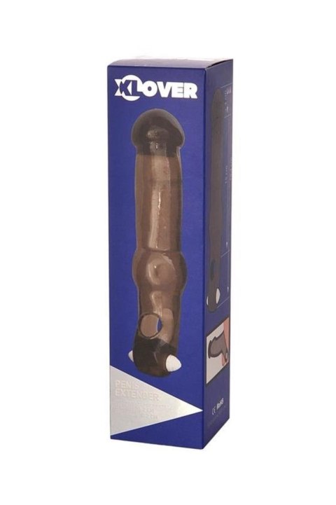XToyFa XLover, Penis Sleeve, for increase in size with vibration, TPE, transparent black, 19.4 cm XLover by TOYFA