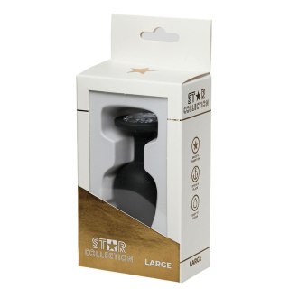Star Collection - Black Silicone Anal Plug L - Clear Stone Star Collection